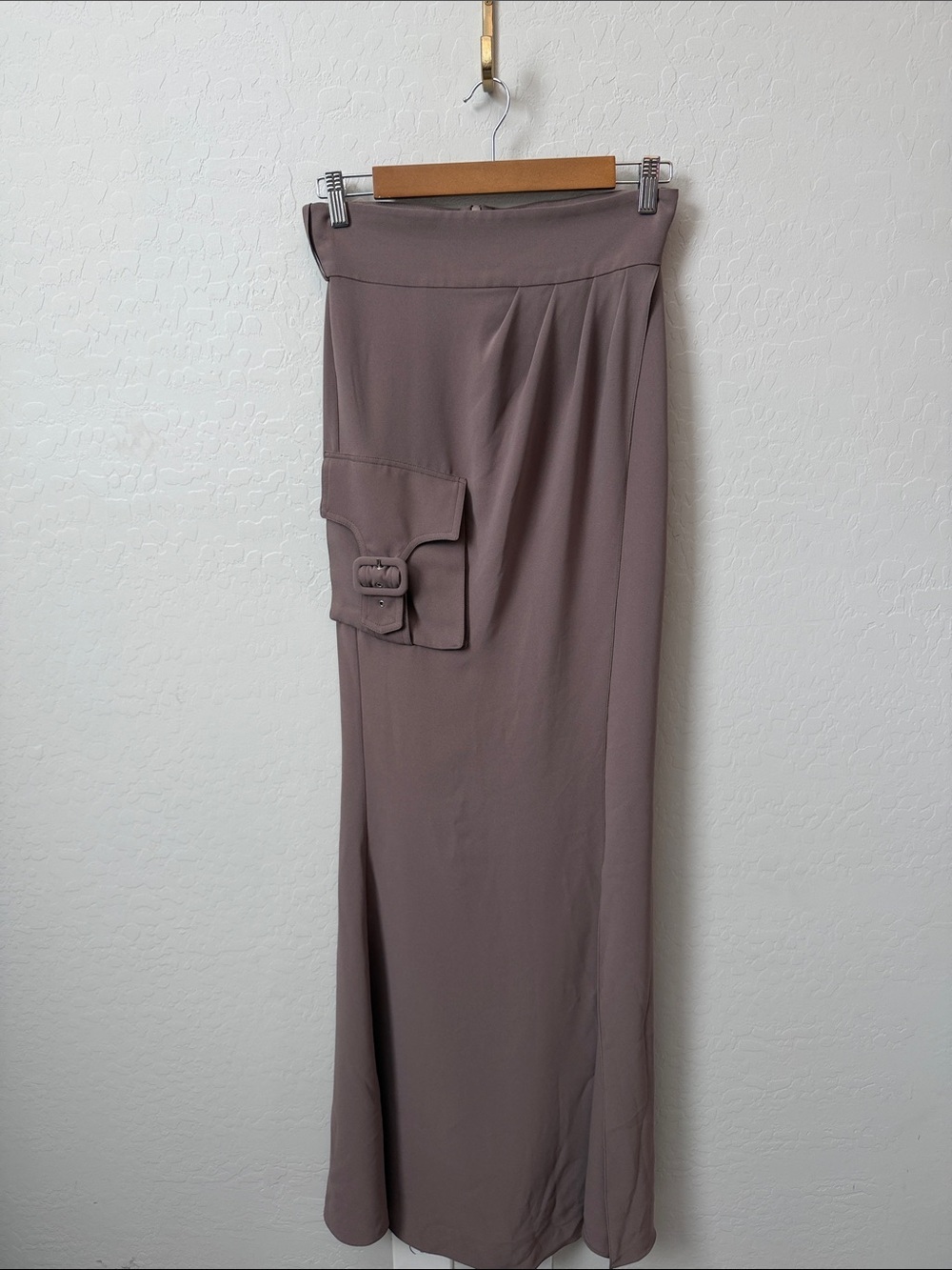Zunilda Gutiérrez Taupe Wrap Midi Skirt Size Small - Picture 2 of 5